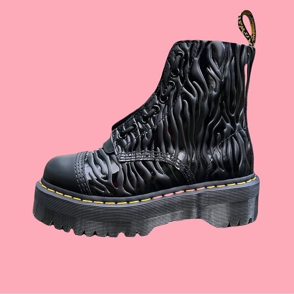 Dr. Martens Sinclair Zebra Emboss Smooth Leather Platform Boots - Picture 3 of 9